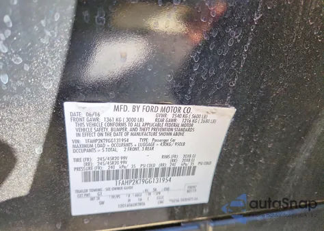 2016 Ford Taurus Sho из США, поврежденный, VIN 1FAHP2KT9GG131954